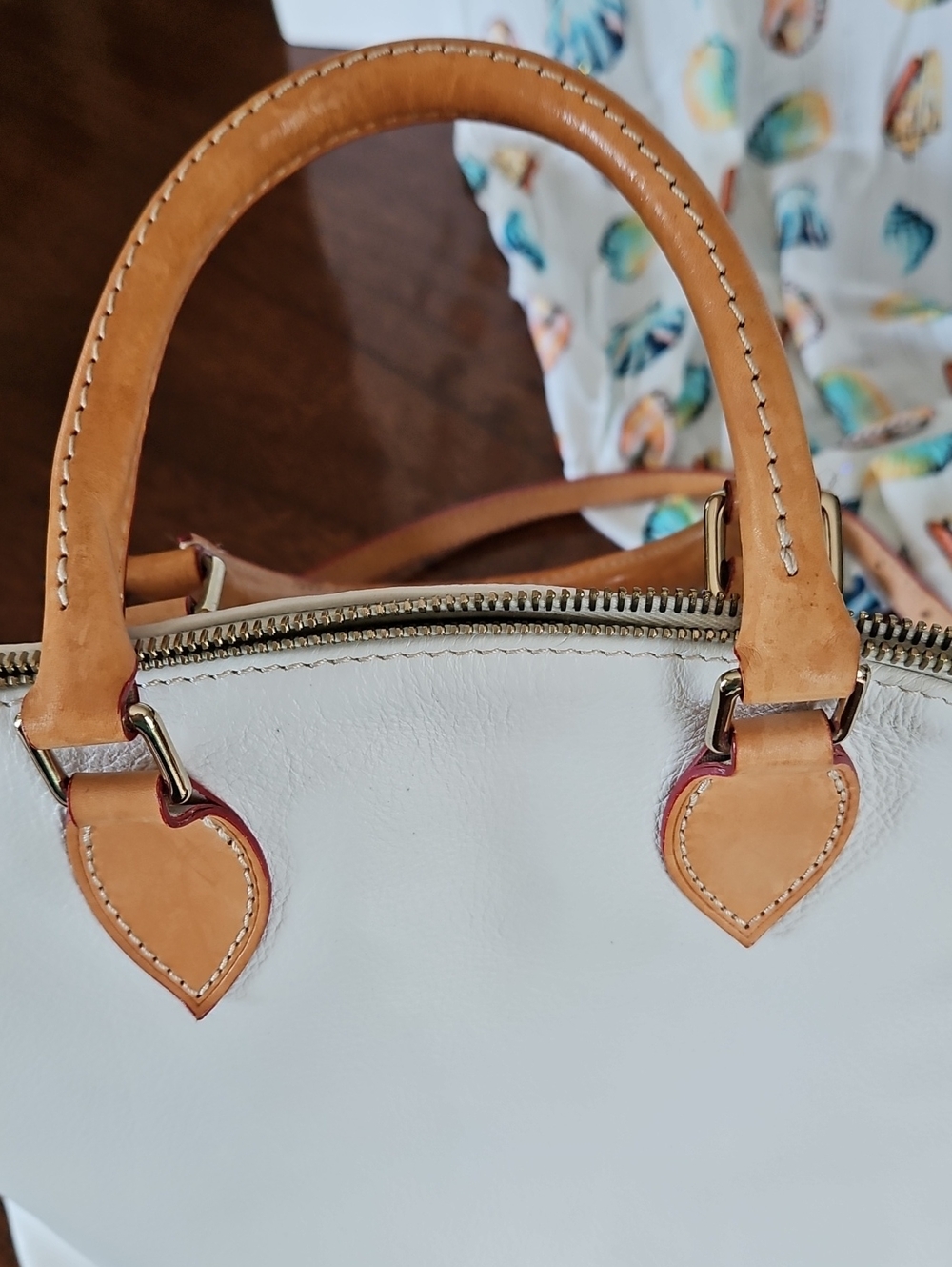 Dooney & Bourke White Pebble Leather Dillen Double Pocket Satchel - Picture 15 of 16
